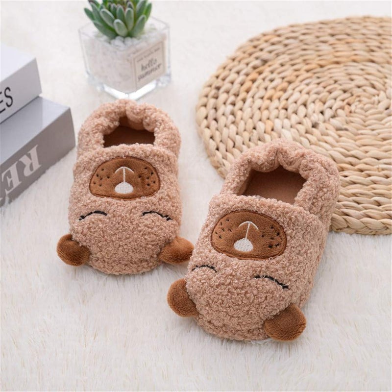 LZSYC Boys Slippers For Warm Bear Plush Slippers,9-10 Toddler - Image 3